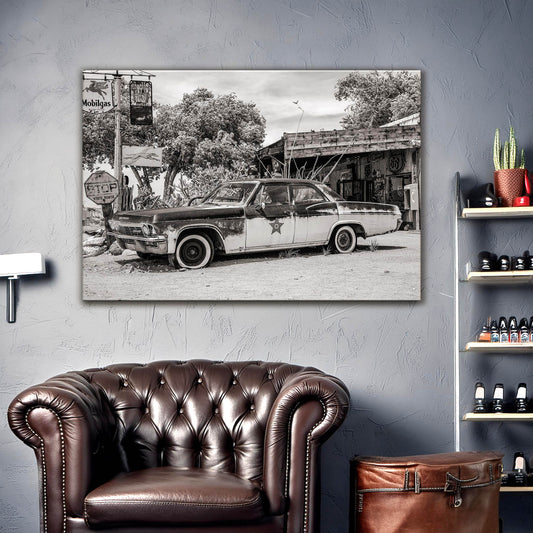 ROUTE 66 OLD POLICE CAR - Leinwandbild