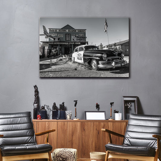 ROUTE 66 POLICE CAR - Leinwandbild