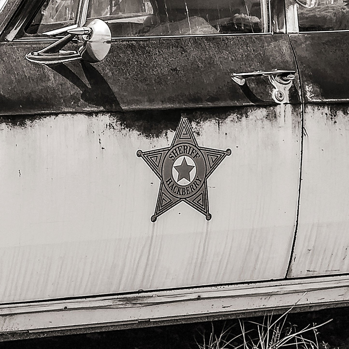 Route 66 Old police car - Gerahmte Leinwand