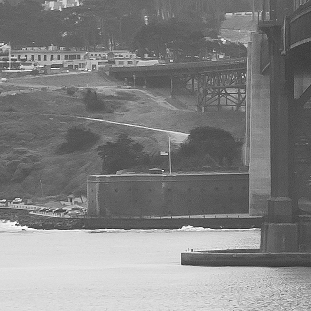 San Francisco_Golden Gate Bridge s/w-Leinwandbild