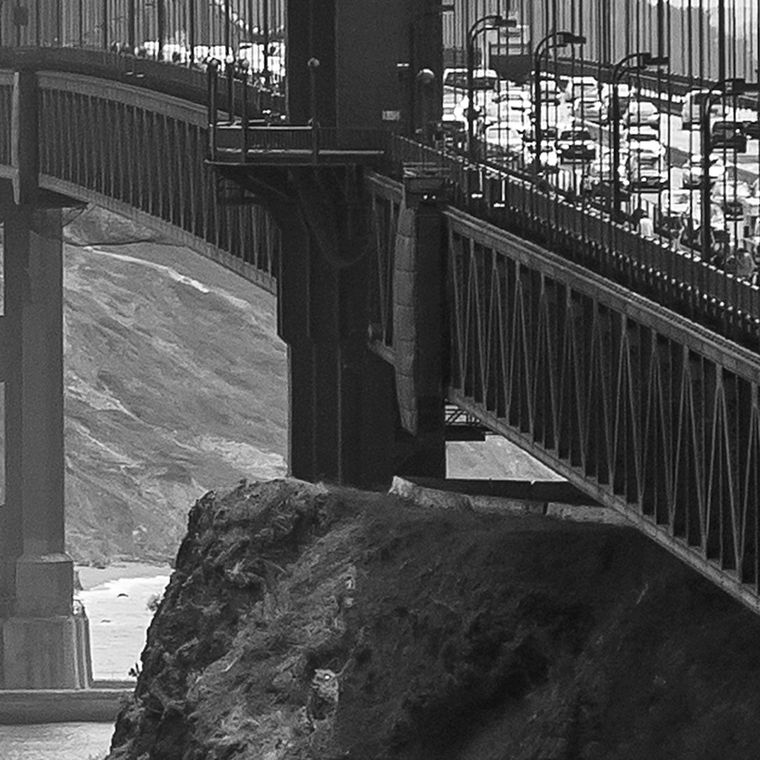 San Francisco_Golden Gate Bridge s/w-Leinwandbild