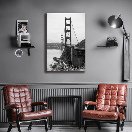 San Francisco_Golden Gate Bridge s/w-Leinwandbild