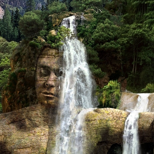 Waterfalls Mountain - Kunstdruck+ weißer Rand